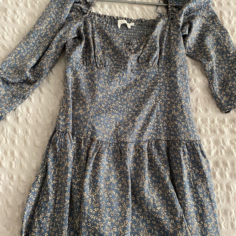 ASTR blue puff sleeve dress